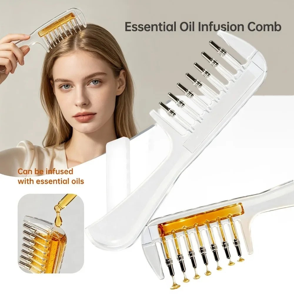 Scalp Oil & Serum Applicator Comb – Refillable Liquid Dispensing Massage Comb