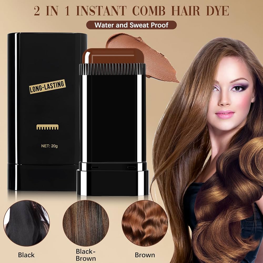 2-in-1 Instant Hair Color Stick & Comb, Portable Hair Dye Comb.
