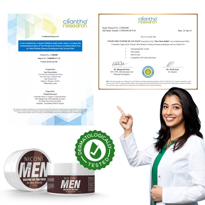 Niconi Men Enzyme De-Tan Pack | For Face & Body (300g).