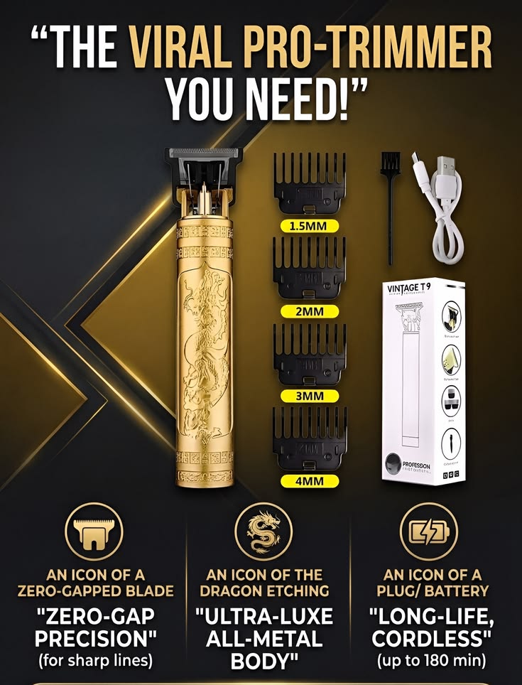 T9 Vintage Hair Trimmer – Professional Zero-Gap Cordless Clipper